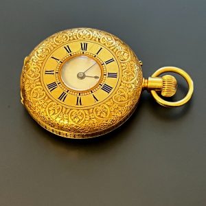 1890s 18K Gold Benson Lady's Demi-Hunter Pendant Watch